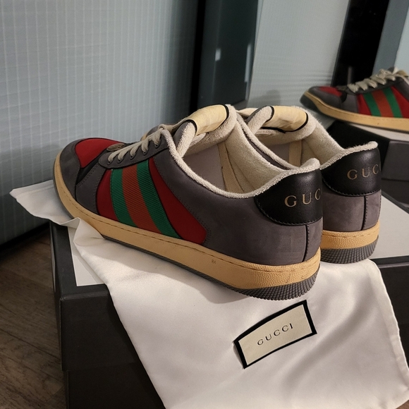 Gucci Men's Gray and Red Sneakers - Picture 9 of 15